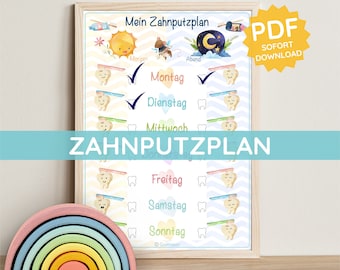 Lista de verificación del programa de cepillado de dientes Plan semanal de cepillado de dientes Rutina semanal de cepillado de dientes Montessori PDF Rutina para niños pequeños Alemán Descargar Imprimir