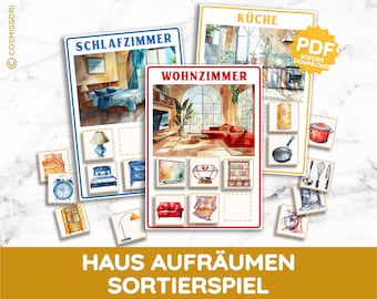 ROOM SORTING GAME Sorting Game Boards Picture Card Montessori Toddler Learning Game Card PDF DIY Toy Puzzle Kindergarten Daycare German