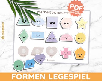 15 GEOMETRIC SHAPES Matching Game Sorting Game Montessori DIY Game Pdf Printable Toddler Child Daycare Print Learn to Sort German