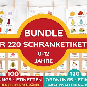 Etiketten Symbole Kleiderschrank Kleidung Schrank Kinderzimmer Ordnung Aufräumen Selbstständig Montessori Kleinkind Kind Deutsch PDF Vorlage
