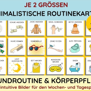 Körperpflege Grundroutine Selbstständigkeit Frühförderung Tagesplaner PDF Datei Ausdrucken Instant Download deutsch Kleinkind DIY Montessori
