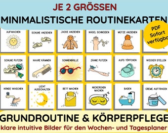 Body care Basic routine Independence Early intervention Daily planner PDF file Print Instant Download German Toddler DIY Montessori