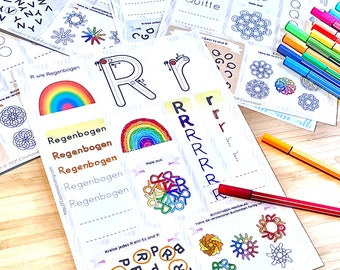 Alphabet Coloring PDF Instant Print Painting German Worksheets Download Learn to Write Letters Preschool Montessori ABC Coloring Book Children