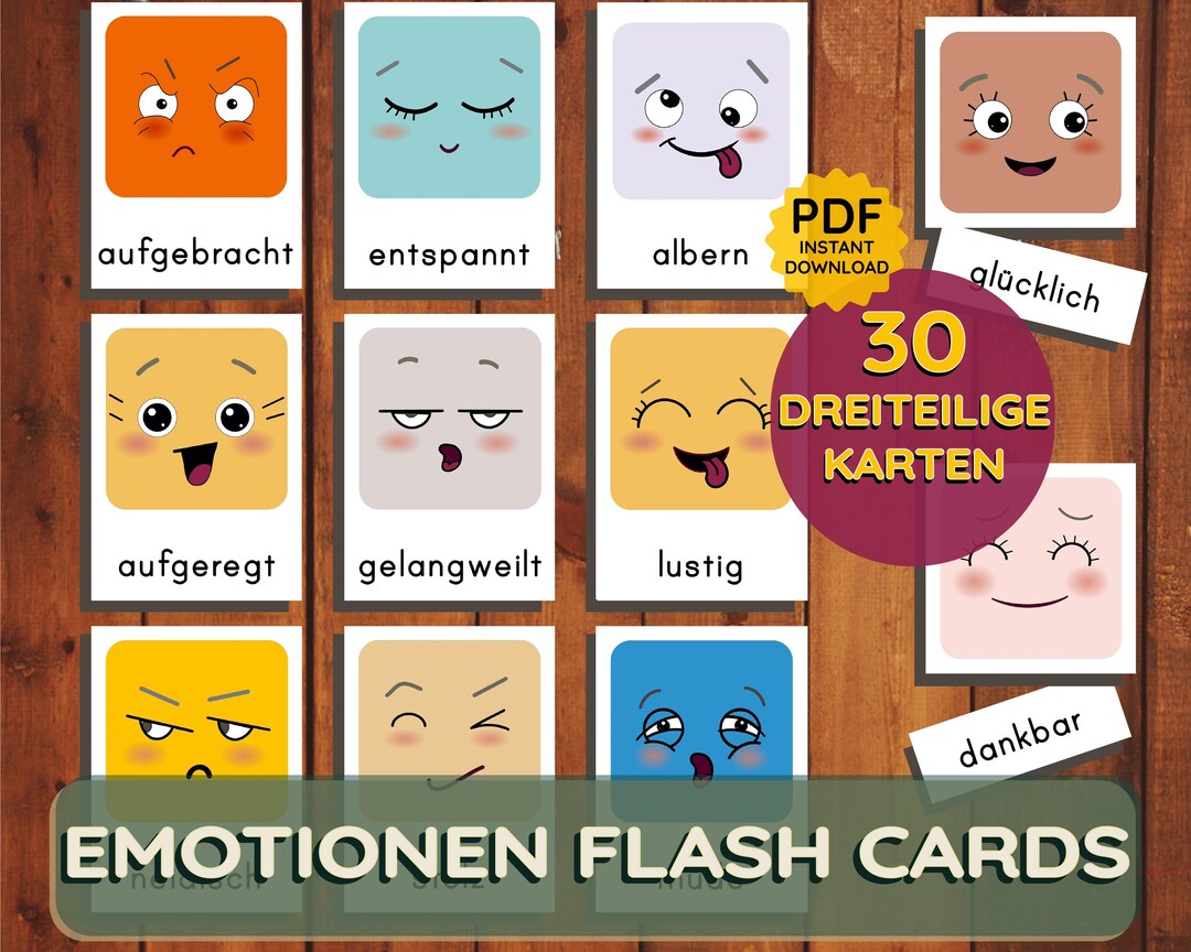 Emotionen Gefühle Karten Montessori Kartensatz Instant Sofort Download