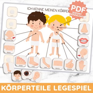 ERSTES ANATOMIE KÖRPERTEILE Legespiel Montessori Sortierspiel Pdf Vorlage Lernspiel Kleinkind Kind Kita ausdrucken Busy Book Seite deutsch