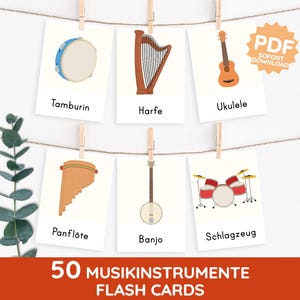 50 INSTRUMENTS DE MUSIQUE Cartes d'images Montessori Cartes d'apprentissage Modèle PDF Imprimer Enfant Tout-petit Bébé Garderie Musique Décoration Vocabulaire Nomenclature Carte