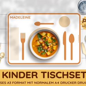 Puede incluir: Un conjunto de 7 manteles individuales imprimibles para niños. Los manteles individuales están diseñados con una estética simple y moderna y presentan un tenedor, un cuchillo y una cuchara. Los manteles individuales se imprimen en papel A3 y se pueden imprimir en una impresora A4 estándar. Los manteles individuales son perfectos para enseñar a los niños las buenas maneras en la mesa y animarlos a comer de forma independiente.