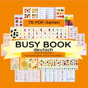 Livre d'activités Fruits Livre calme avec 12 activités Téléchargement PDF Livre de dossier Montessori à imprimer Cadeau DIY Petite chose Garderie préscolaire Enfant