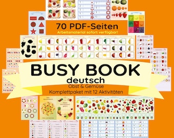 BUSY BOOK Fruits Quiet Book with 12 activities Pdf Download Montessori folder book print DIY gift little thing preschool daycare child