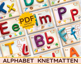Alphabet Montessori Play Dough Mats, Play Dough Templates, Children's Play Dough, Sensory Toy, DIY Dough Letters, Printable PDF, Kindergarten, Child