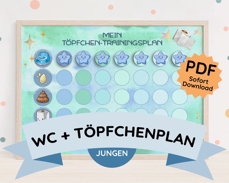 Töpfchentraining Toilettentraining Belohnungstafel Junge Montessori