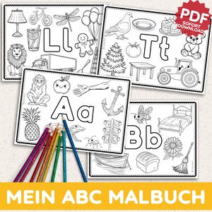 MI LIBRO PARA COLOREAR ABC Imagen del alfabeto para colorear sonido inicial Página para colorear Montessori letra actividad de guardería infantil plantilla PDF Alemán