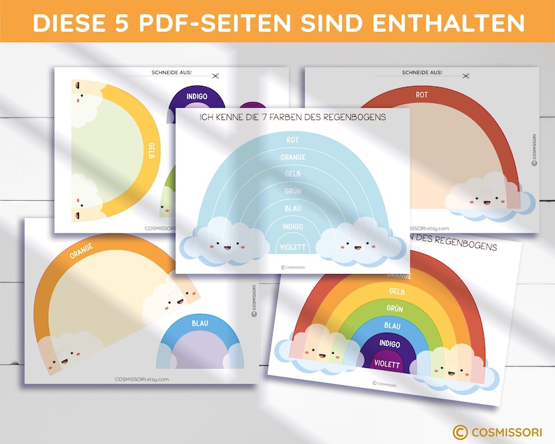 The 7 Colors of the Rainbow Puzzle Montessori DIY Game PDF Template ...