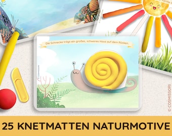 Modeling mats with nature motifs, children's modeling clay, template, Montessori sensory activity, creative toy, toddler, child, school child, play, creative