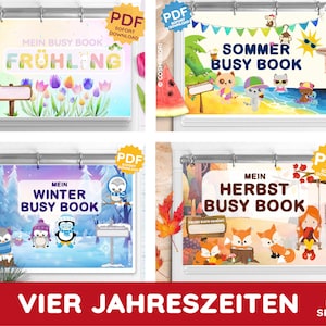 4 SAISONS Occupé Livre BUNDLE Printemps Été Automne Hiver Calme Playbook Allemand Télécharger Imprimer Enfant Kita Kiga Enfant Bébé