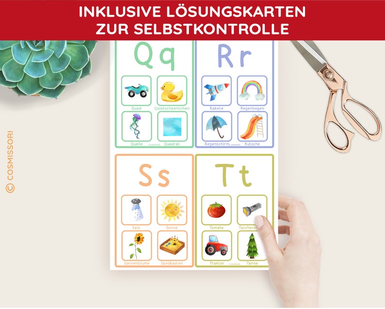 Alphabet sorting game picture cards boards Montessori ABC learning game matching game DIY PDF template printable learning material child German image 6