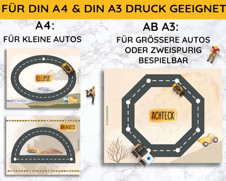 TAPETES DE JUEGO para dar forma a los coches de juguete de seguimiento de vehículos de juguete Montessori habilidades motoras DIY juguete regalo niño Alemán imagen 5