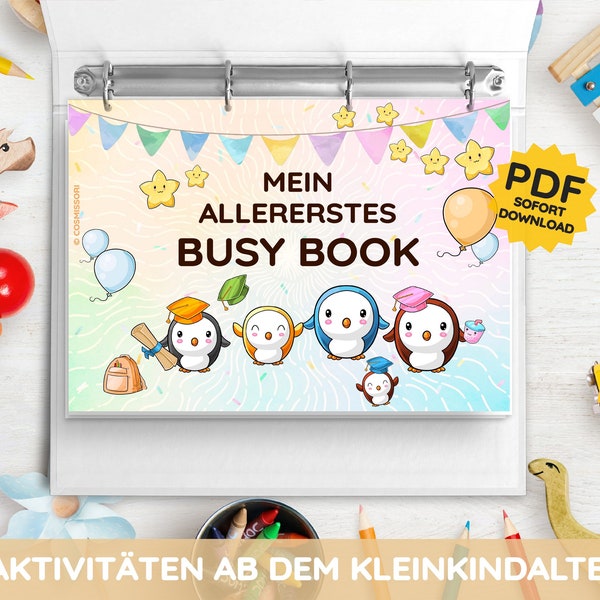 Erstes BUSY BOOK PDF Montessori Kleinkind Beschäftigen Quiet Heft Mappe Klett Magnet Basteln Diy Spiel Arbeitsblatt Druck Geburtstag Kinder