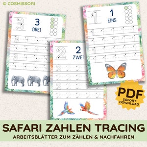 Feuilles de travail sur les nombres de 0 à 20 PDF Apprendre à compter et à écrire Exercice Maternelle Enfant École maternelle École primaire Élève de première année Cahier d'exercices Allemand imprimable
