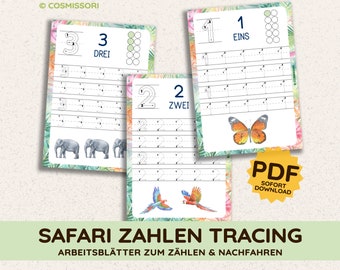 Numbers 0-20 worksheets PDF learning to count and write exercise daycare child preschool elementary school first grader exercise book German printable