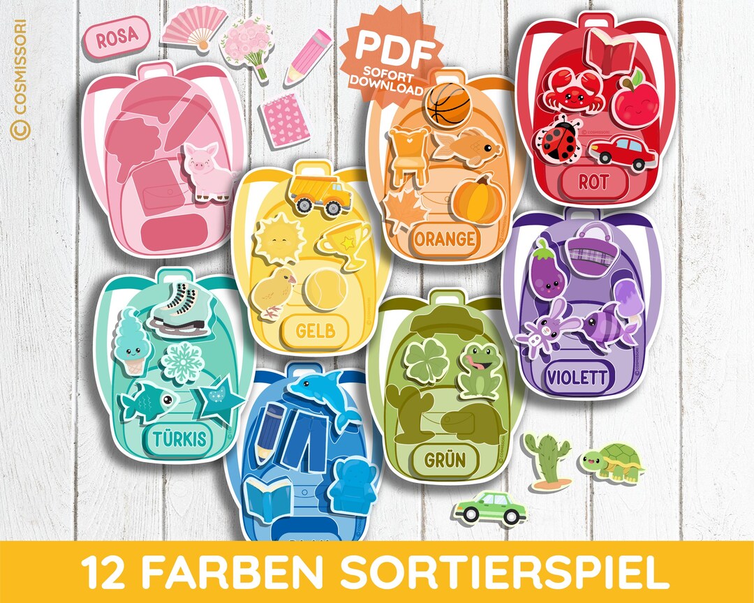 12 Colors Sorting Game, 60 Objects, Montessori Puzzle, DIY Game ...