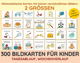 May include: A set of 300 colorful picture cards for children, featuring images of everyday activities and routines. The cards are designed to help children learn about daily life and develop their language skills. The cards are available in two sizes and are perfect for use in the classroom or at home.