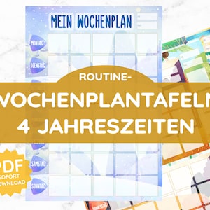 PIANO SETTIMANALE schede per routine modificabili stagioni estate inverno autunno primavera PDF stampabile Montessori routine piano settimanale bambino
