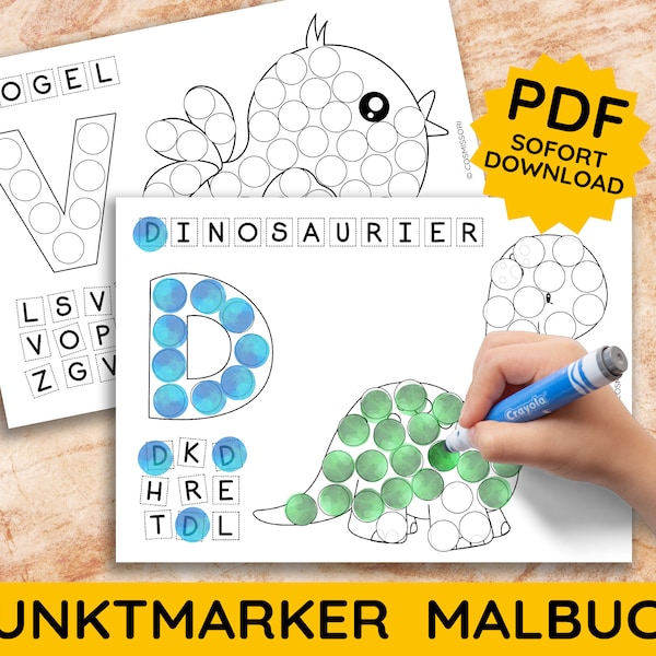 Dot Marker Stamping Coloring Book Coloring Book Alphabet Montessori Baby Art Worksheet Print Download German Coloring Letters PDF