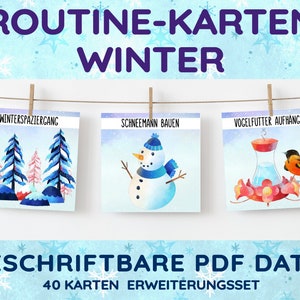 WINTER Routine Karten Montessori PDF Planung Planer Ausdruckbare Bildkarten Kalender Erweiterungsset Tagesverlauf Woche Tag Planungshilfe
