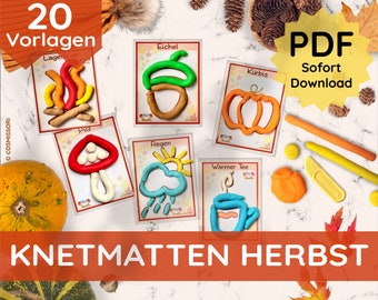 Templates for Play Dough Children's Play Dough Autumn Cards Montessori Fine Motor Skills Toys PDF Printable Template Print Child DIY Gift Advent Calendar