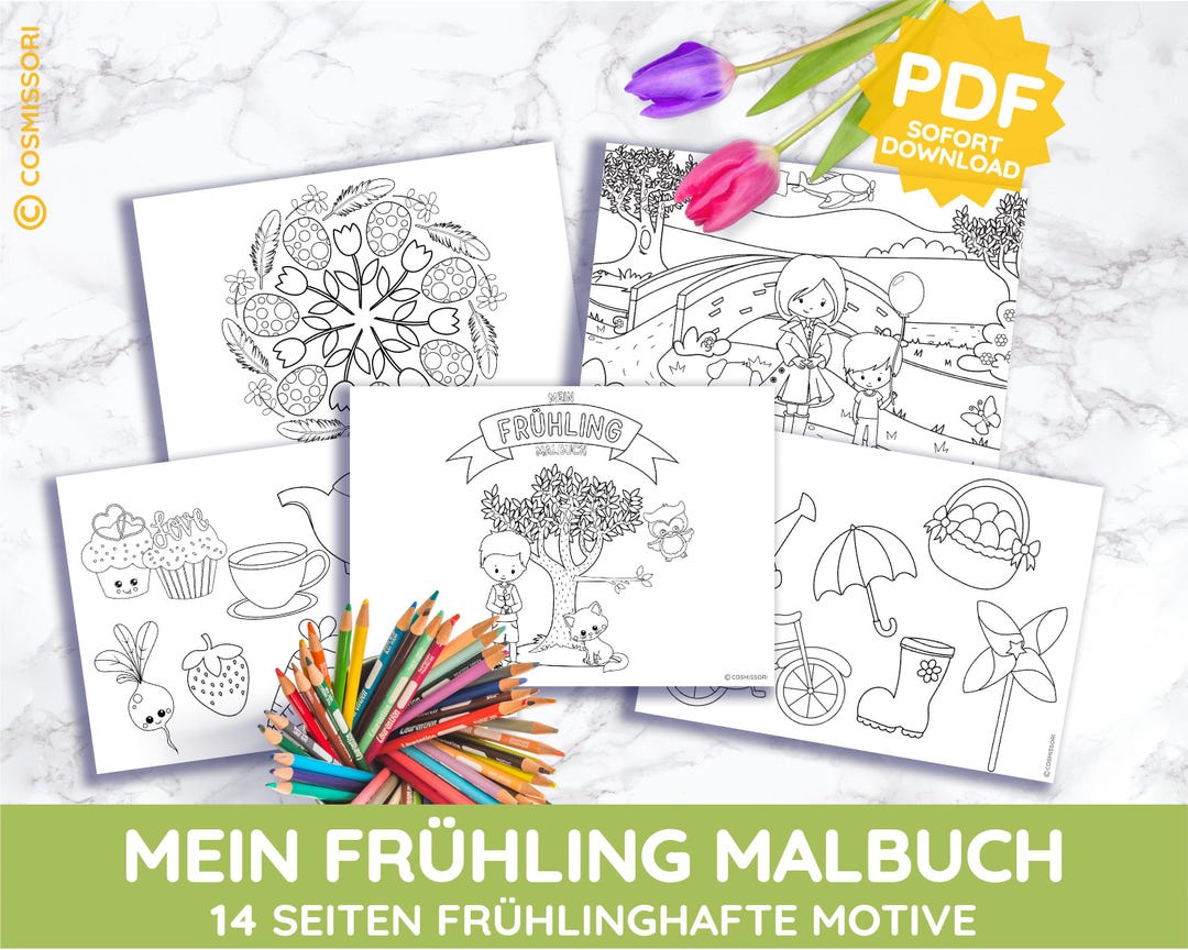 SPRING Coloring Book Coloring Book Coloring Spring-like Printable Print ...