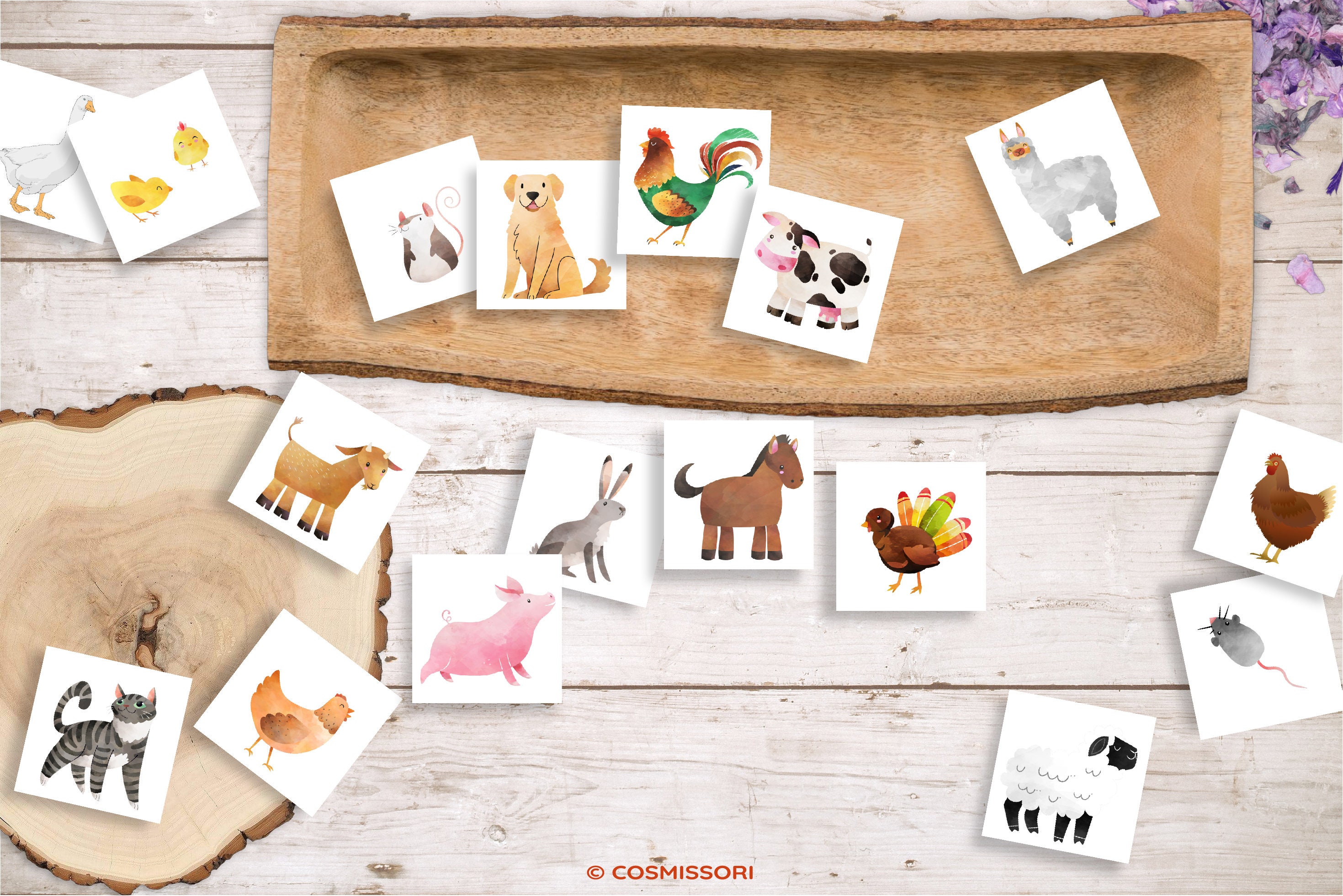 Farm Animals Flash Cards Montessori Cards Printable Card Set PDF ...