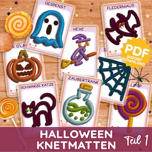 KNETMATTEN HALLOWEEN Vorlagen Knete Karten Feinmotorik Pdf Play Do Kinderknete Plastilin Beschäftigung kreativ Montessori Kind