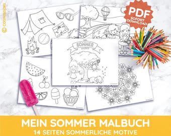 夏の塗り絵 塗り絵 夏っぽい塗り絵 印刷可能 PDF テンプレート ダウンロード 幼稚園 保育園 子供 ギフト DIY