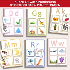 Alphabet sorting game picture cards boards Montessori ABC learning game matching game DIY PDF template printable learning material child German image 2