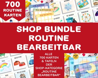 Bundle of 700 editable routine cards, matching chalkboards, watercolor Montessori daily routine, weekly routine, children's planner