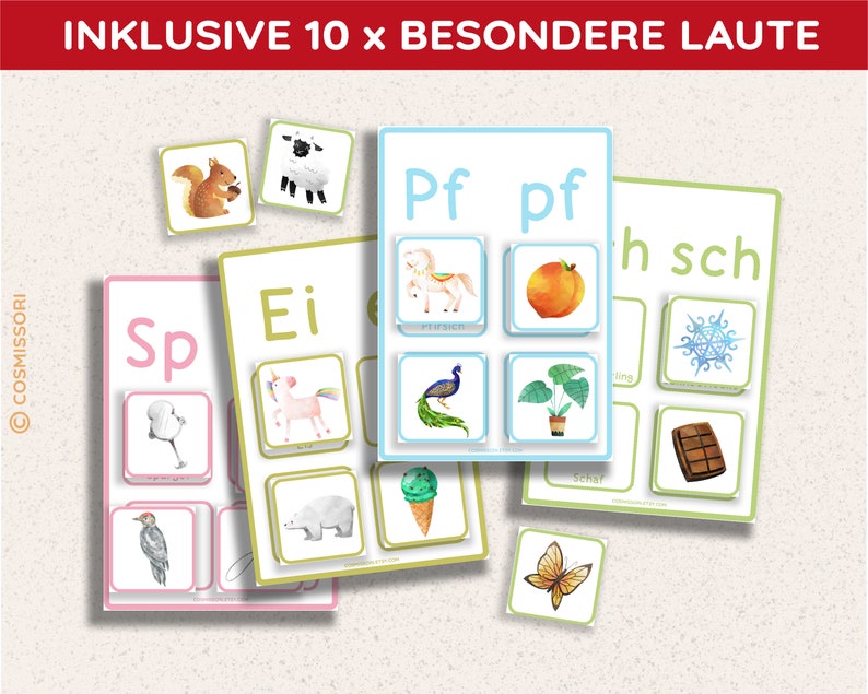 Alphabet sorting game picture cards boards Montessori ABC learning game matching game DIY PDF template printable learning material child German image 5