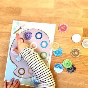 Första färgsorteringsspelet Matchningsspel Pussel Baby Småbarnsspel PDF Direktutskrift Liten DIY Minipresent Tyska