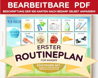 Editable Routine Cards Starter Set Plan Morning Routine Evening Routine Beginners First Routine Plan Toddler Child German Edit PDF