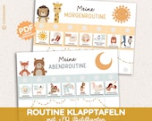 Routineplan zum Umklappen Morgenroutine Abendroutine Morgen Montessori 69 Bildkarten PDF Boho Routinetafel Kind Kleinkind Vorlage ausdrucken