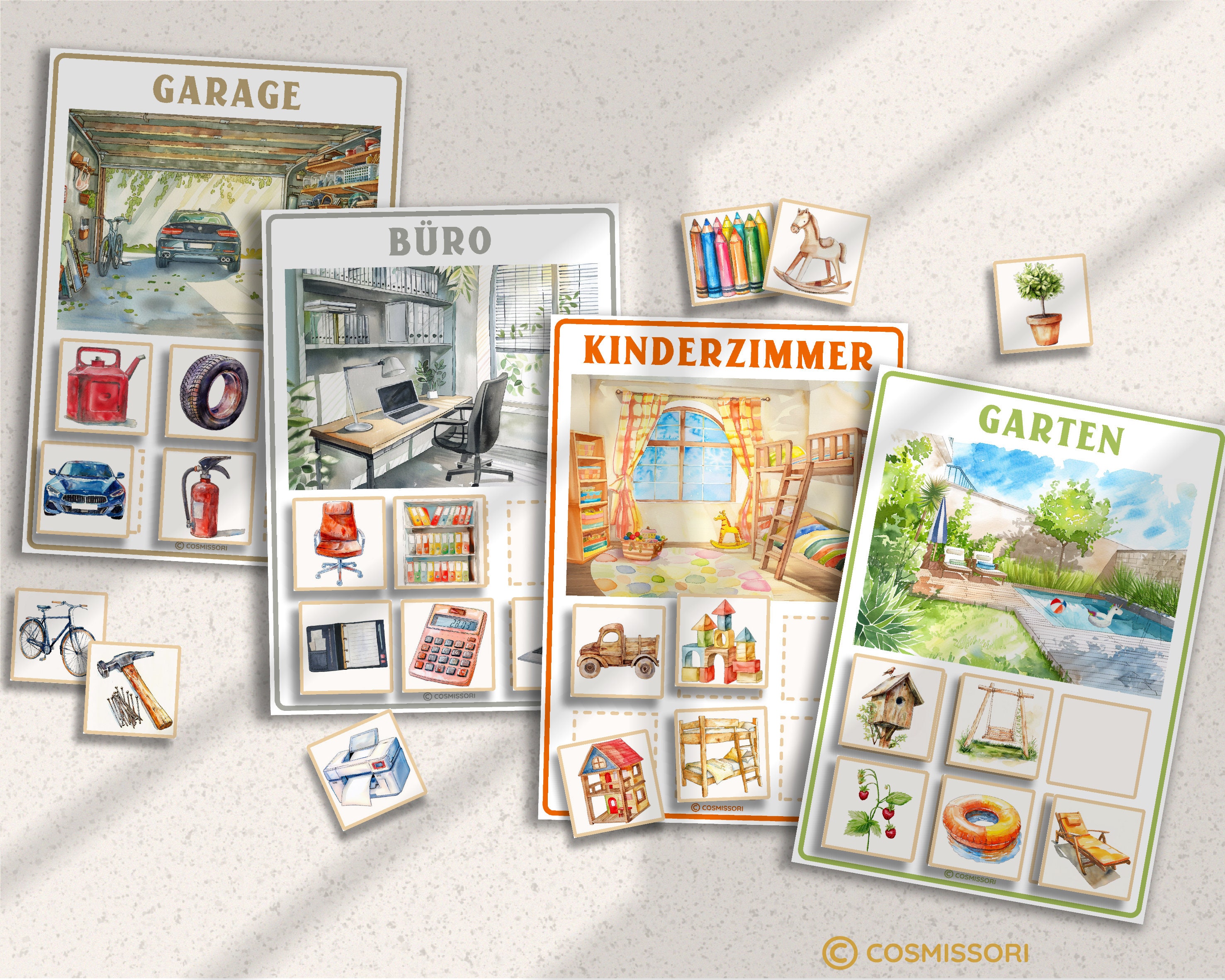 ROOM SORTING GAME Sorting Game Boards Picture Card Montessori Toddler ...