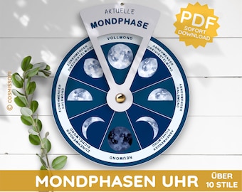 Mondphasen Mondzyklus Montessori Mond Tagesrhythmus Mondrad Druckvorlage Bastelvorlage PDF Kiga Kita deutsch Mondkreis Kreiszeit Zeitzyklus