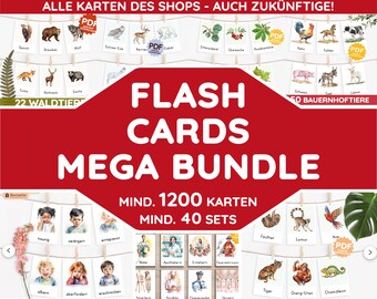 Montessori Bildkarten MEGA BUNDLE Alle 3-teiligen Nomenklaturkarten des Shops PDF Kartensatz ausdrucken Baby Kleinkind Kindergarten Kind