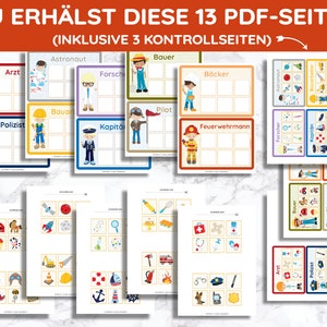 Occupations & Characteristics Picture Cards Montessori Sorting Game Toddler Learning Game PDF DIY Toys Kindergarten Kita Tiling Game Worksheet German image 5