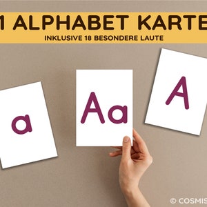 111 Minimalistische alfabetkaarten Montessori-letters en alle speciale klanken Hoofdletters Kleine letters Klinkers Dubbele klanken PDF DIY