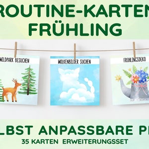 Frühling Routine Erweiterungsset Karten Montessori für Wochenplaner Tagesplan Kindergarten Kind Natur Basteln PDF Vorlage Ausdrucken Tag