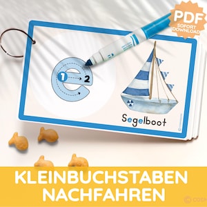 KLEINBUCHSTABEN Tracing Karten Alphabet zum Nachfahren Nachspuren PDF Druckvorlage Abc Kindergarten Arbeitsblatt Kita Schule Kind deutsch