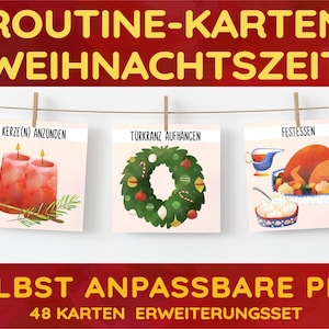 Weihnachten Routine Karten Weihnachtszeit Aktivitäten Wochenplaner Kindergartenkind Schulkind tägliche wöchentliche Aufgaben Plan Kalender