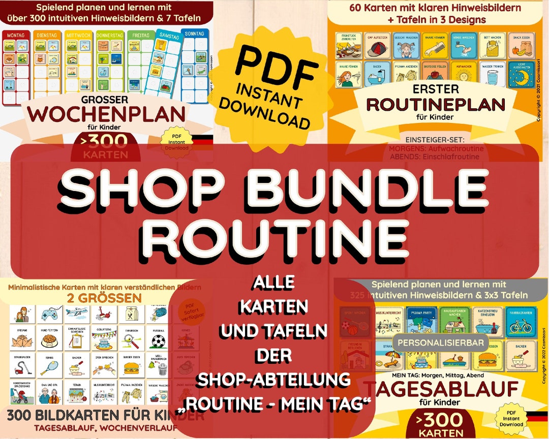Bundle All Routine Shop Cards & Planners Weekly Schedule Daily Schedule ...