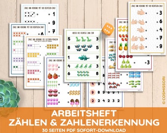 Workbook for counting and learning to read and recognize numbers, learning booklet, exercise book for toddlers, kindergarten children, preschool, daycare, connecting numbers PDF download